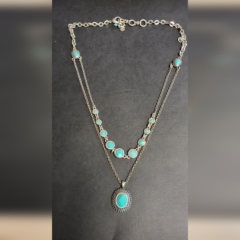 Faux turquoise Lucky brand double strand necklace